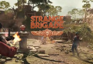 Logo von Strange Brigade mit einem Screenshot im Hintergrund